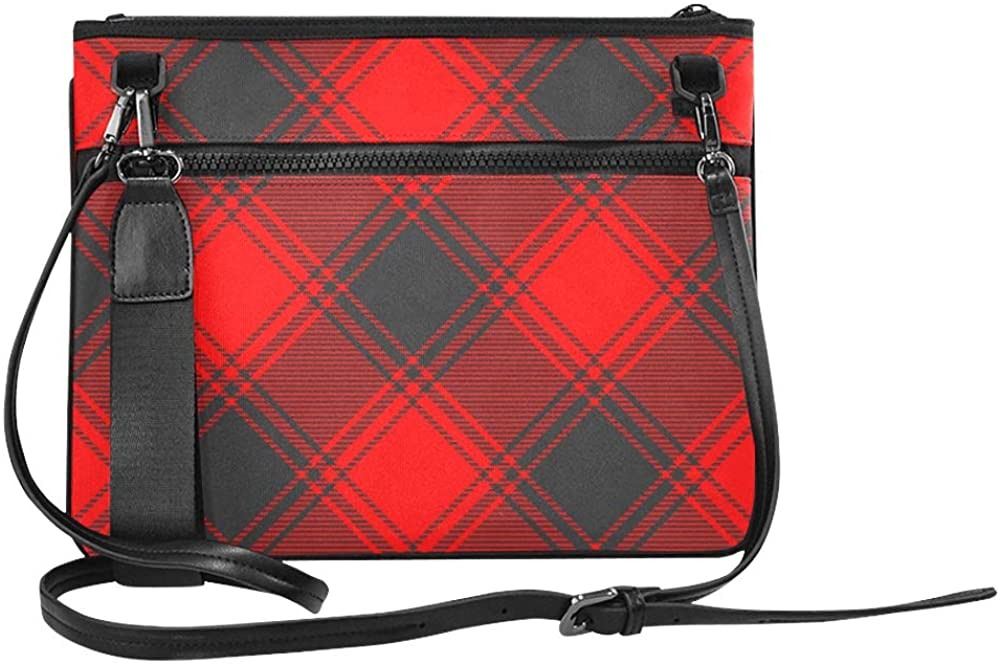 Price:$31.39 Buffalo Plaid Fabric Texture Custom High-grade Nylon Slim Clutch Bag Cross-body Bag Shoulder Bag  Handbags   
