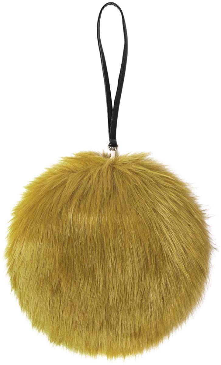 Price:$17.99 LILYFUR Women's Round Purses and Handbags, Faux Fur Furry Feather Handle Evening Cocktail Party Shoulder Bag Winter Best Gift, Mustard  Handbags   