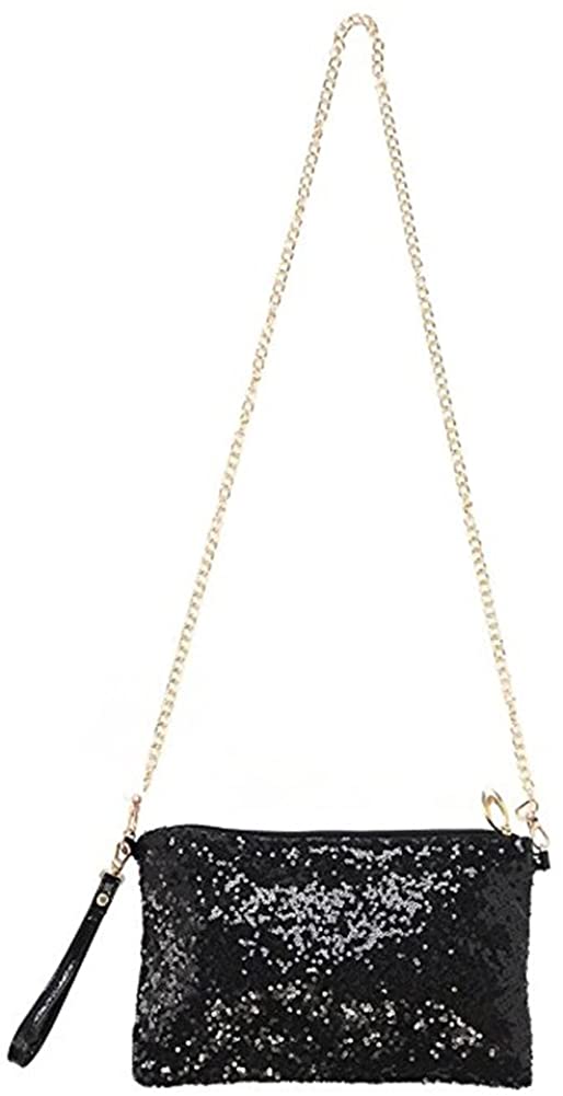 Price:$8.99    Women Glitter Sequins Crossbody Shoulder Bag Evening Bag Wrislet Purse Handbag  Clothing