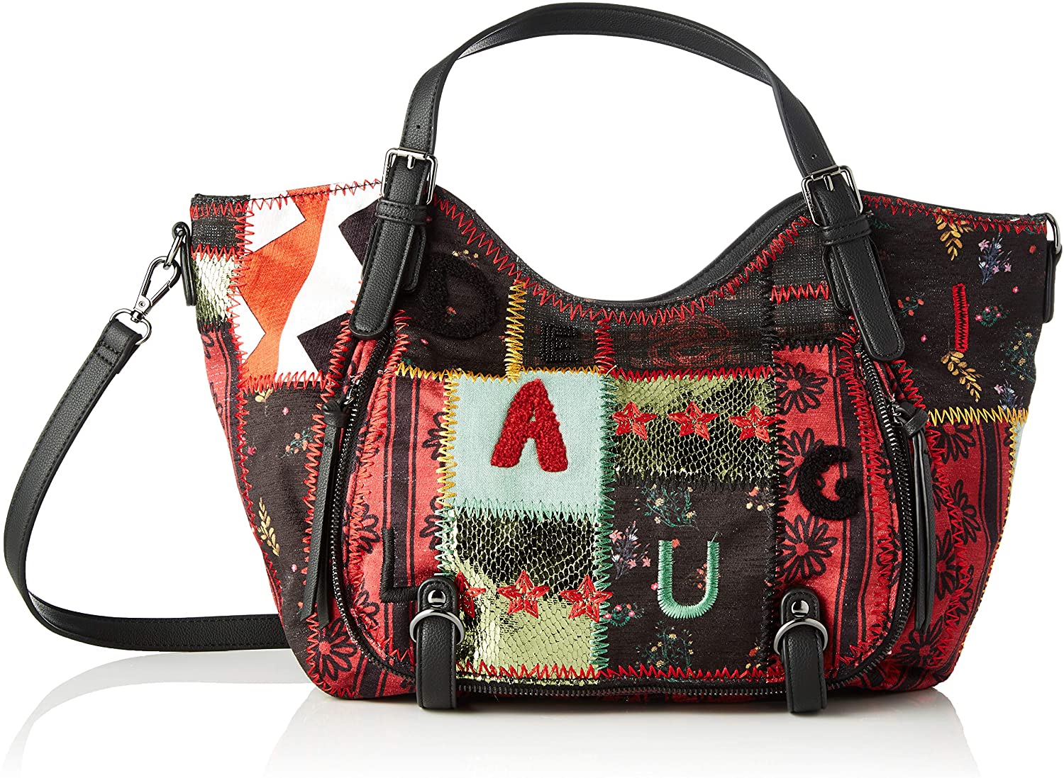Price:$99.74 Desigual Bag Patch 1970 Rotterdam, Green Aloe  Handbags   