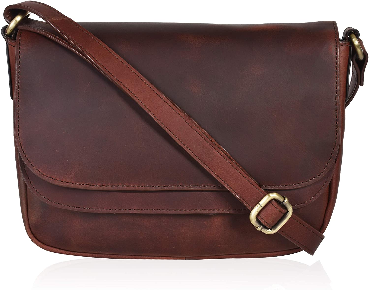 Price:$29.99    Leather Crossbody Bag for Woman Circle Purse - Shoulder Round Sling Purses and Handbags (Brown High Wax)  Clothing
