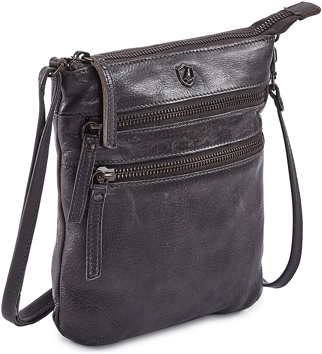 Price:$28.99    COCHOA Small Triple Zip Real Leather Women's Crossbody- Premium Vintage Crossover Shoulder Sling Bag  Clothing