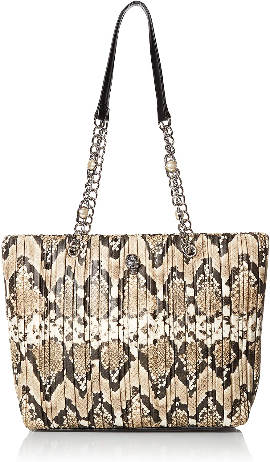 Price:$101.04    Betsey Johnson womens Betsey Johnson Slithering Skull Tote, Natural Snake, 12.25" L x 11" H x 3.75" D  Clothing