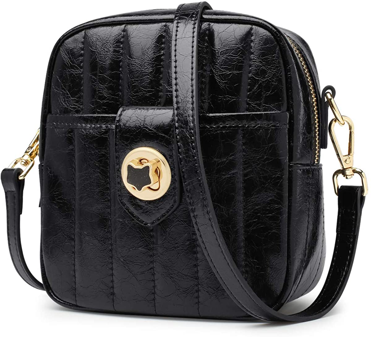 Price:$49.99 Small Leather Crossbody Bags for Women, Genuine Leather Ladies Mini Messenger Bags with Adjustable Shoulder Strap Womens Casual Satchel Purses and Handbags Girls Cute Mini Phone Purses (Black)  Handbags   