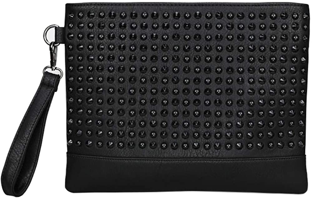 Price:$19.99 Segater Women & Men Rivet Clutch Ladies Punk Style Purses Soft Leather Studded Cell Phone Shoulder Bag Crossbody Bag  Handbags   