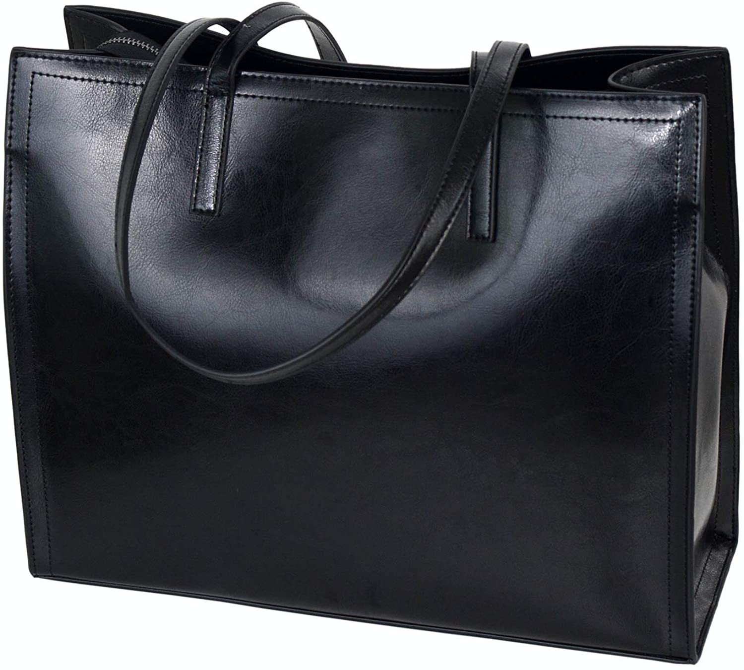Price:$53.99    Vintage Genuine Leather Tote Shoulder Bag for Women Satchel Handbag with Top Handles (Black)  Clothing