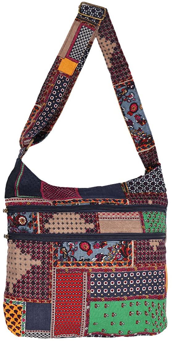 Price:$14.99    kilofly Bohemian Hippie Cotton Cloth Multi Pockets Shoulder Bag Handbag Tote  Clothing