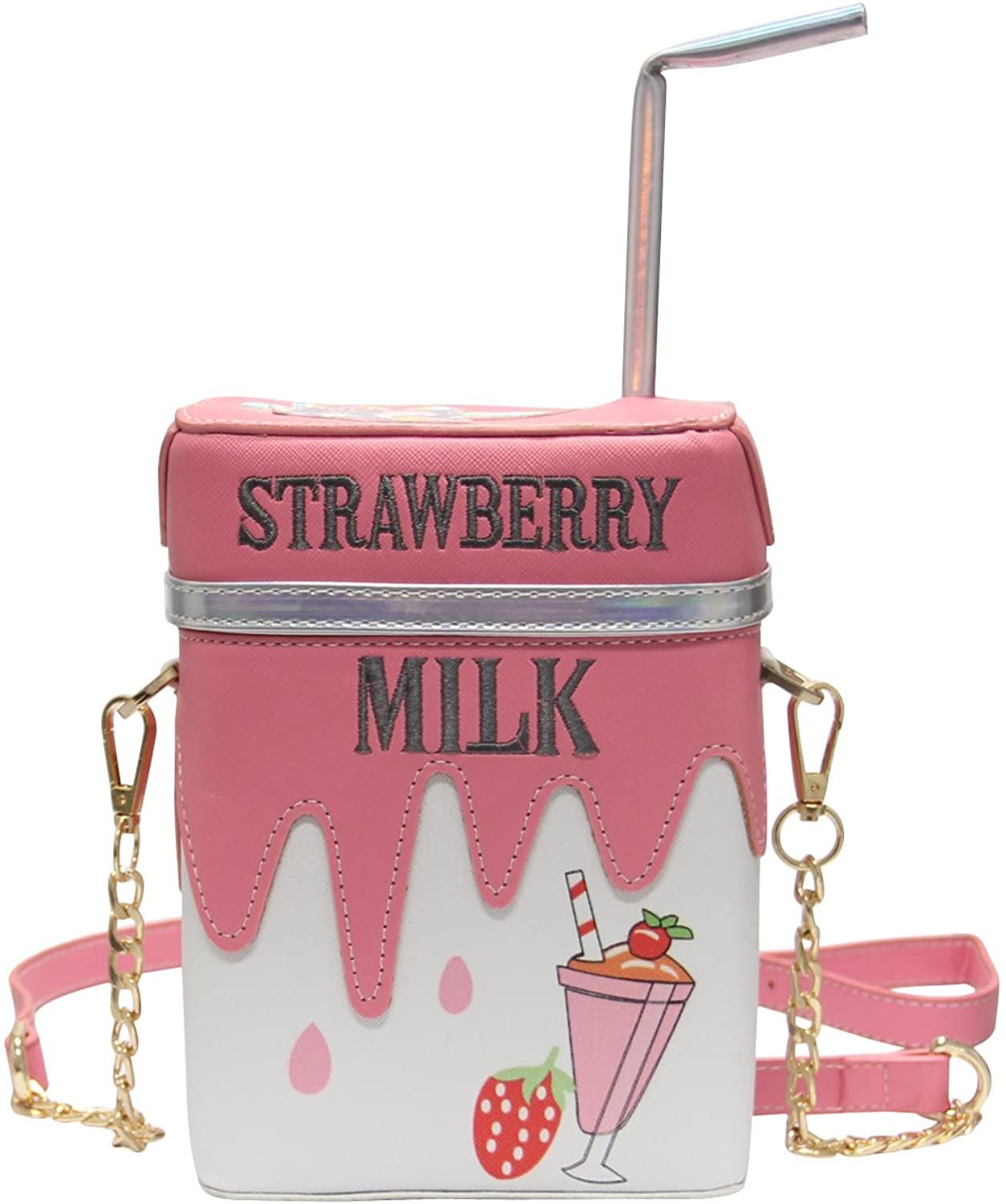 Price:$24.98 LUI SUI Cute Straw Lemon Milk Box Cross Body Bag Purse Women Adjustable Strap Shoulder Messenger Bag Mobile Phone Wallet  Handbags   