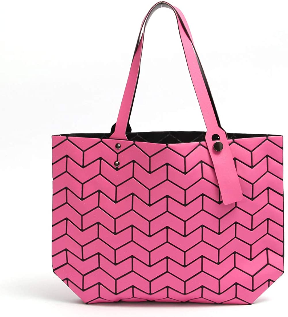 Price:$15.99    L-COOL PVC Fashion Rhombus Geometric Lattice Top-handle Handbag Shoulder Bag Beach Tote Bags With Frosted Surface For Women (Rose red)  Clothing