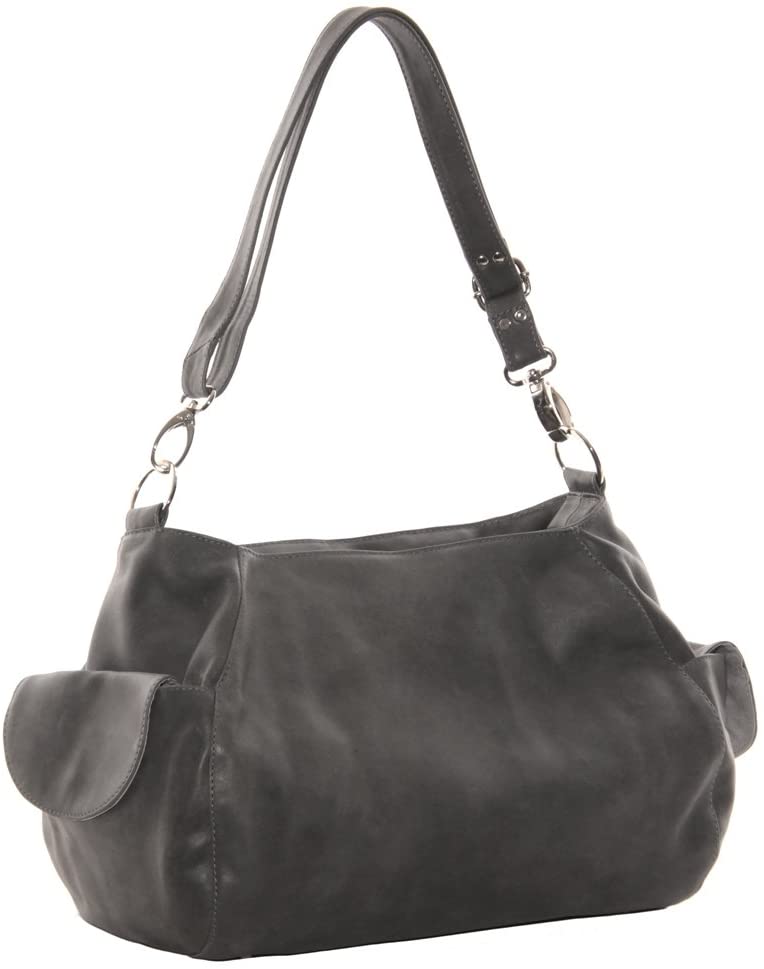 Price:$174.29    Piel Leather Top-Zip Shoulder Bag Cross Body Hobo, Charcoal, One Size  Piel Leather  Clothing