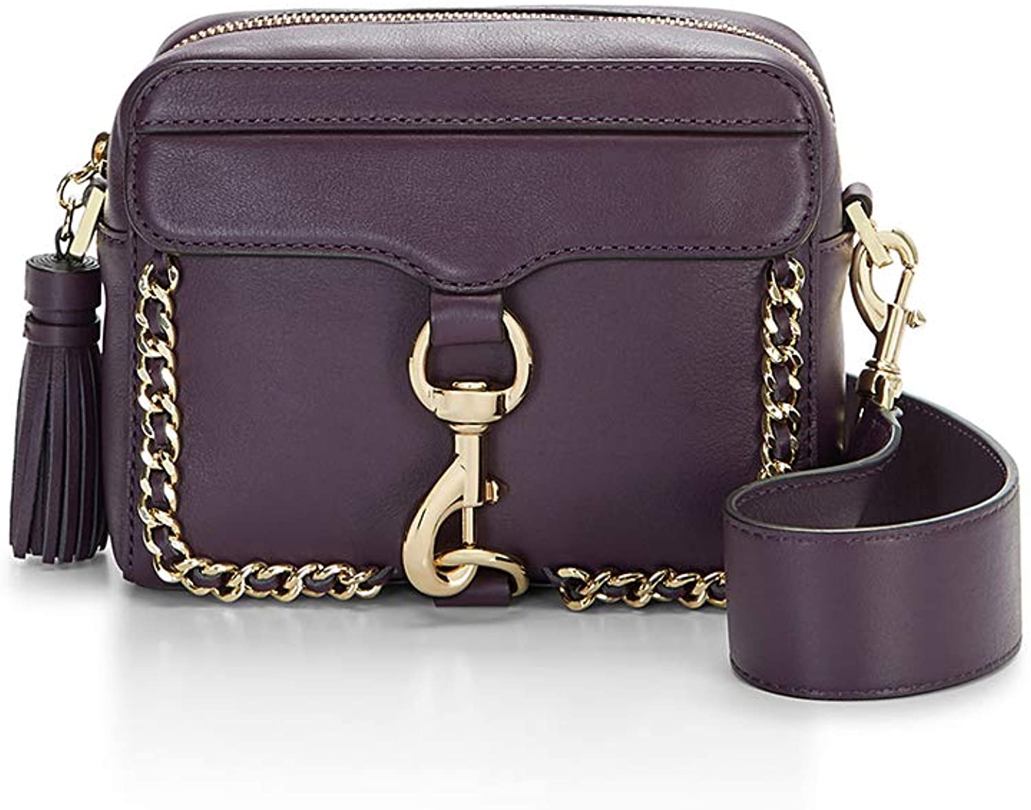 Price:$129.62 Rebecca Minkoff Woven Chain Camera Bag, Aubergine  Handbags   