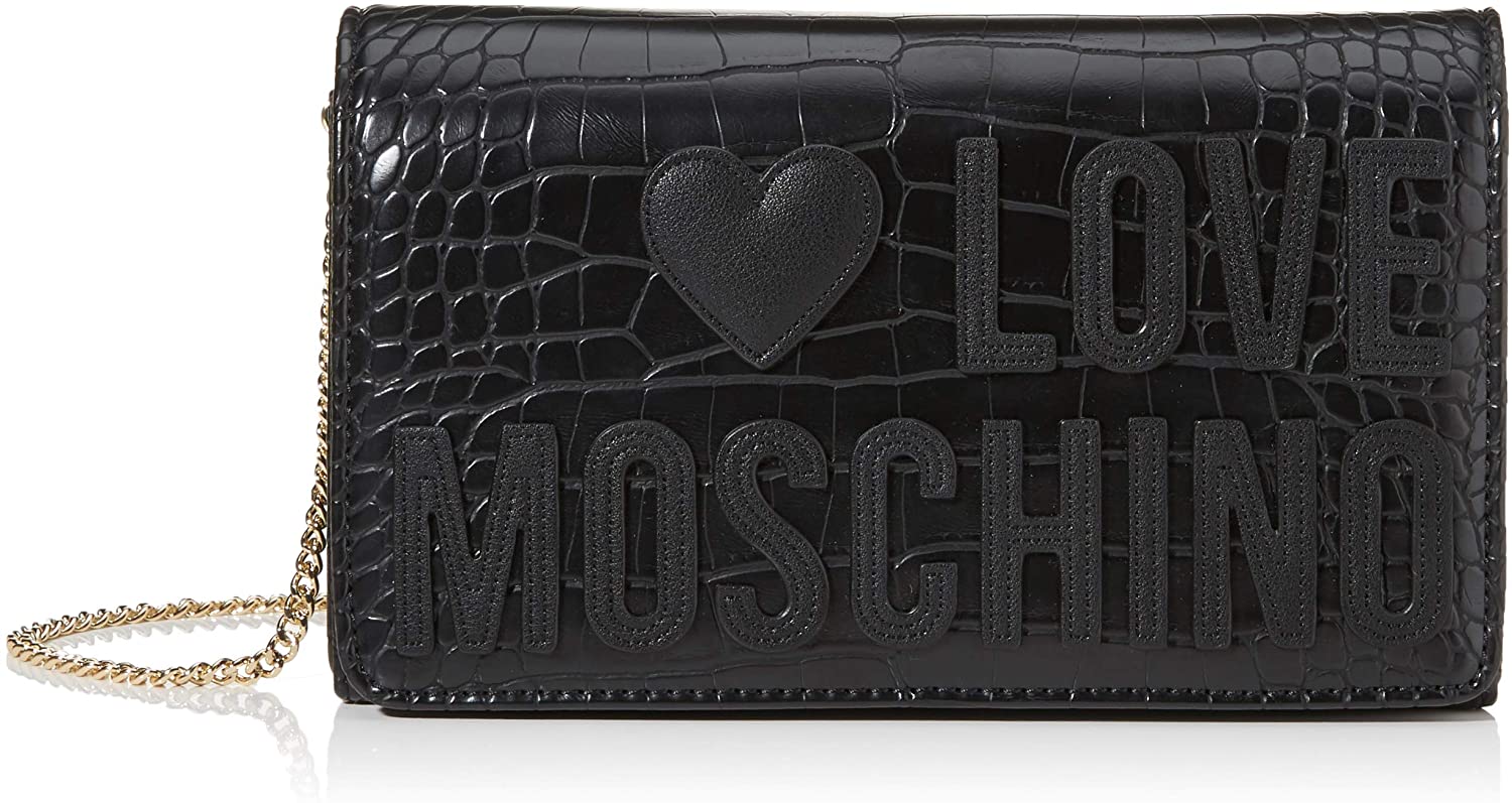 Price:$165.00    Love Moschino BORSA CROCO PU NERO Women’s, Black, Normale  Clothing
