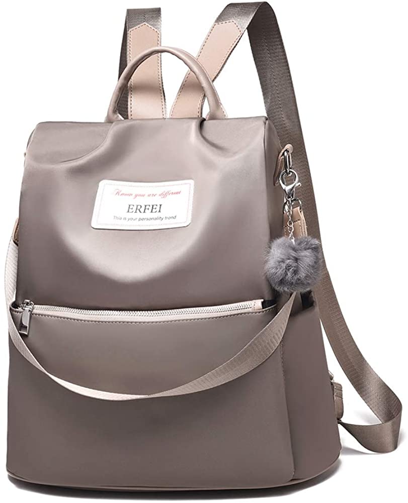 Price:$19.99    Women Backpack Purse Large Capacity Nylon Anti-theft Waterproof Travel Shoulder Bag Lightweight Fashion Backpack for Girls,Khaki  Clothing