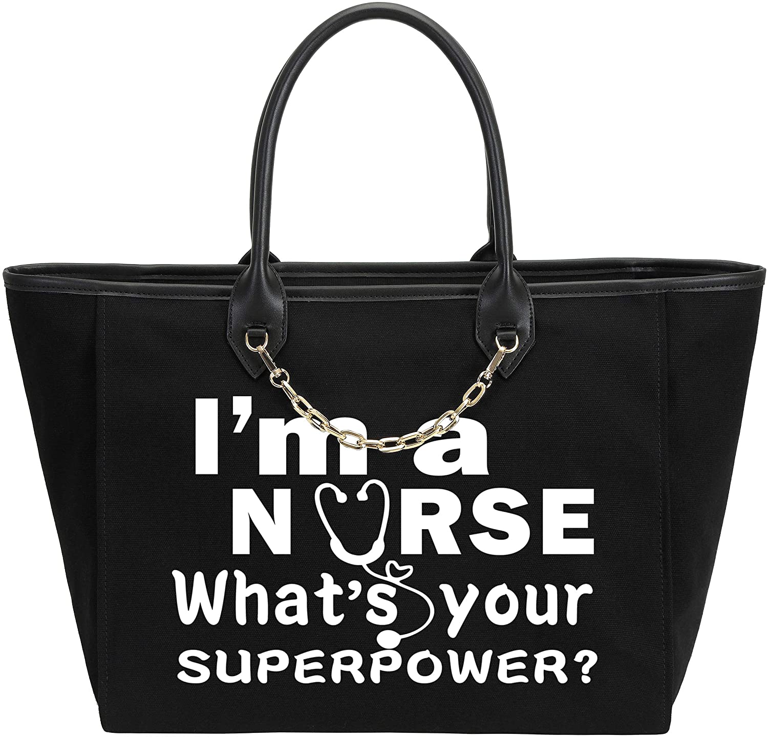 Price:$21.96 S.CHU Women's Nurse What's Your Super Power? Handbag Chain Large Shoulder Bag Black  Handbags   
