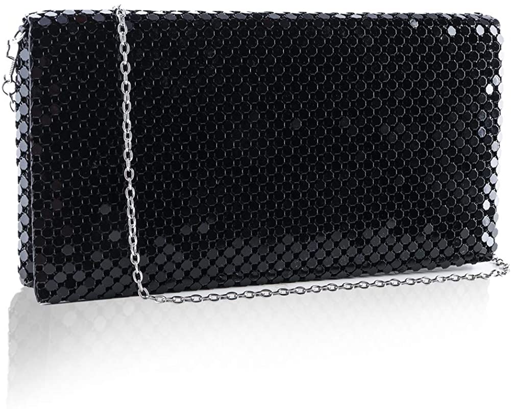 Price:$19.99 two the nines Evening Bag for Women Sparkly Sequin Clutch Purses for Party Wedding Handbag with Chain Crossbody Shoulder Clutch Bag Black  Handbags   
