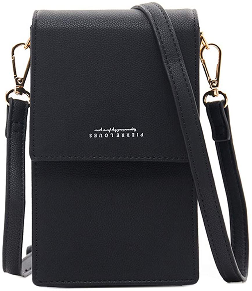 Price:$15.98 GuaziV Small Cell phone Bag Crossbody Bag for Women Girl PU Leather Travel Passport Wallet Purse Card Slot Holder Handbags Cellphone Strap Shoulder Bag (Black)  Handbags   