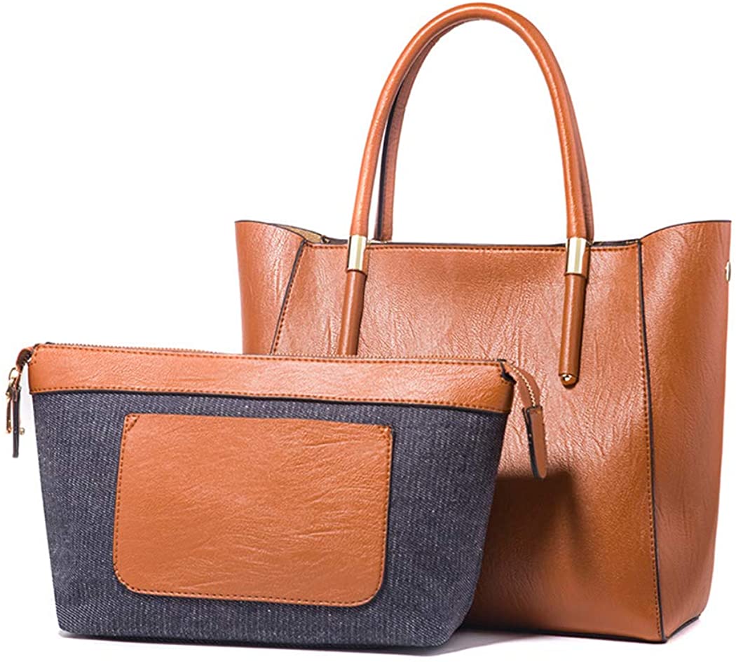 Price:$29.99    YXBQueen Women Purses Synthetic Leather Fashion Ladies Work Tote Large Satchel Bags Casual Shoulder Bag 2pcs  Clothing