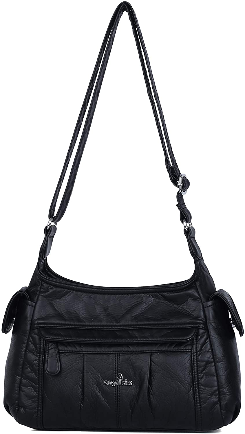 Price:$29.99    Angelkiss Women's Purses&Handbags Functional Crossbody Bags with Multi Pockets Shoulder Bag Purse (3436-black)  Clothing