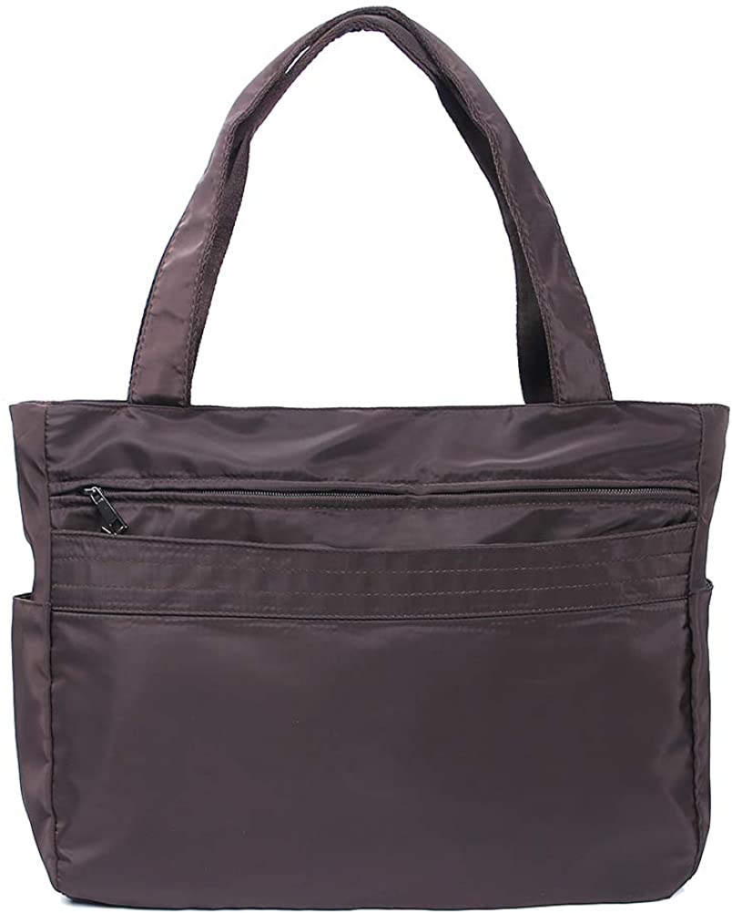 Price:$21.99    Nylon Large Tote Bags Waterproof Lightweight Handbags Travel Shoulder Bag for Women with Umbrella Pocket (Coffee-updated)  Clothing