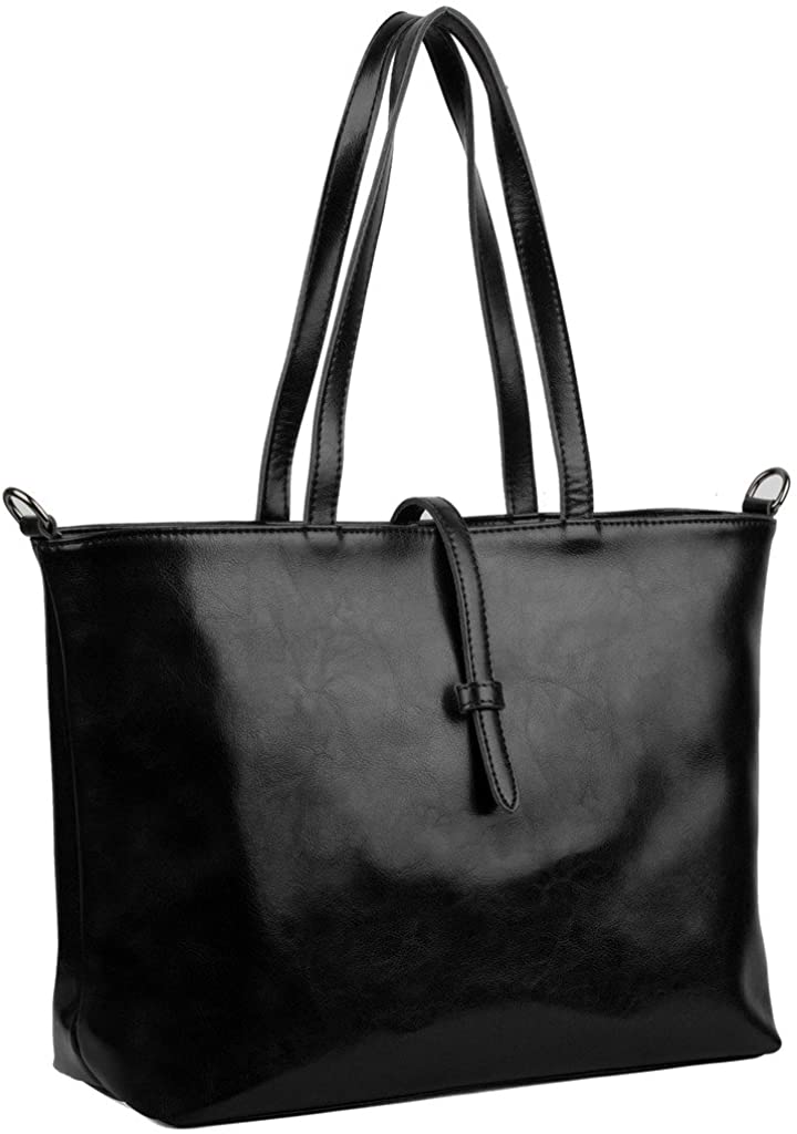 Price:$35.99    YALUXE Women's Large Work Tote Leather Shoulder Bag Black  Clothing