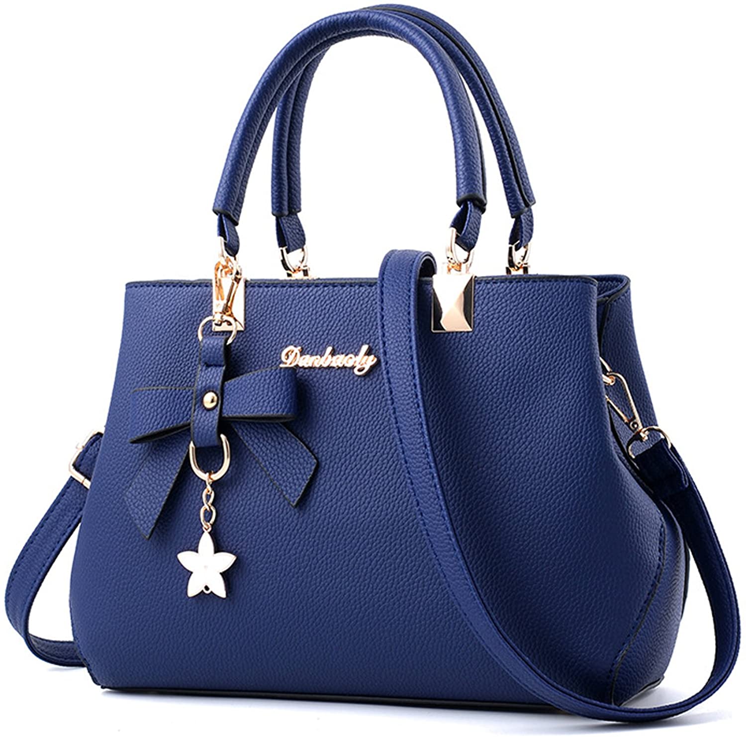 Price:$0.00    Hiigoo Women Purses PU Leather Handbags Zipper Tote Bags Messenger Bag (Blue)  Clothing