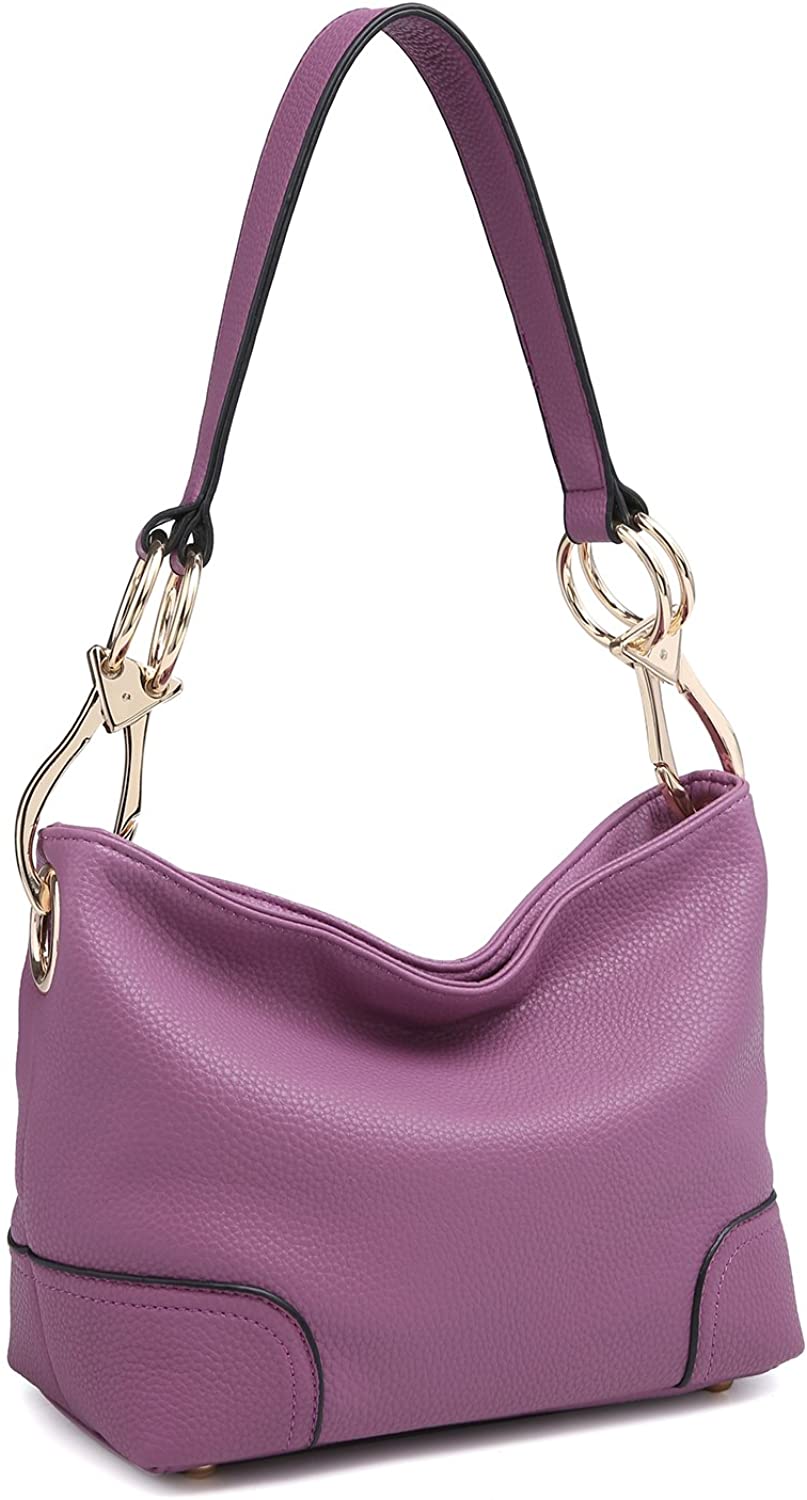 Price:$26.99    Women Fashion Hobo Shoulder Bag Ladies Tote Purses Handbag with Big Snap Hook(Small Size-Purple)  Clothing