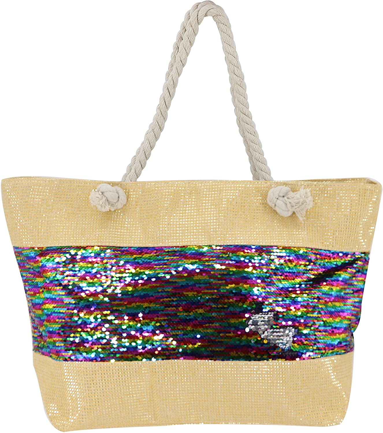 Price:$17.99    Linen Shinny Beach Shoulder Bags Travel Totes Bag Shopping Hand Bag For Gym Beach Traveling Shopping (22.83"x6.69"x14.96", Straw &Gold Brilliant)  Clothing