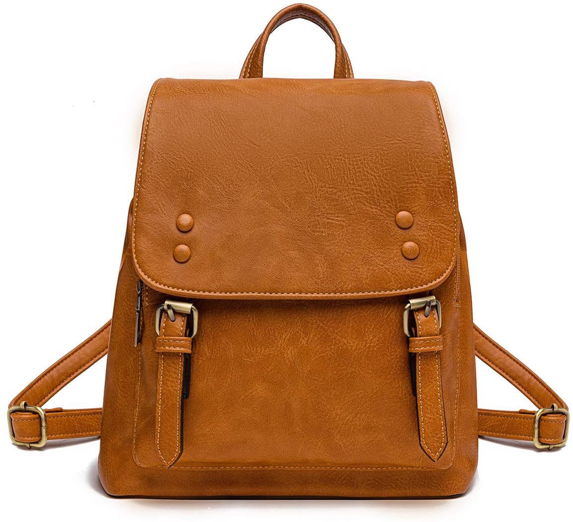 Price:$33.99    JOSEKO Small Leather Backpack Purse, Women College Convertible Backpack School Shoulder Bag Casual Travel Daypack Brown Medium  Clothing