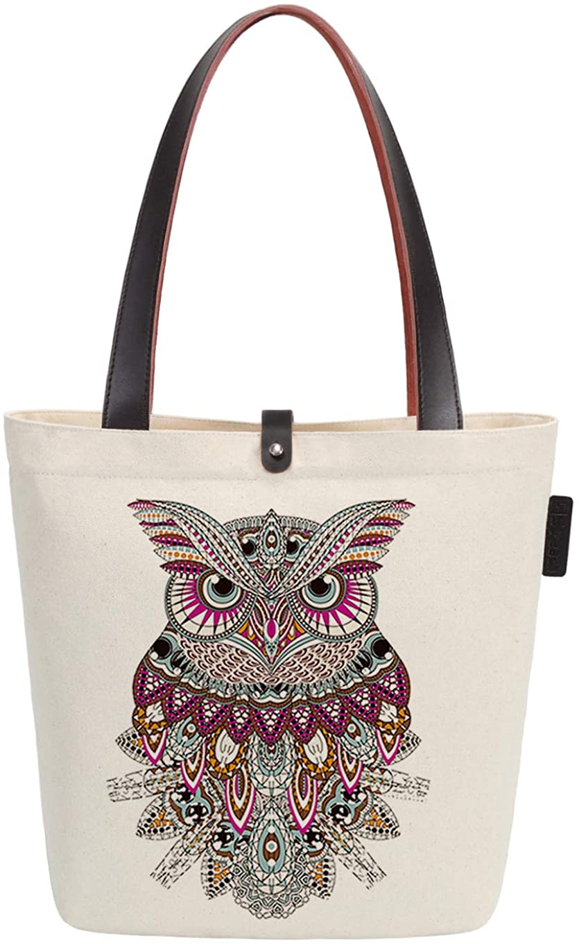 Price:$14.99    So'each Women's Cute Animal Owl Graphic Print Top Handle Canvas Tote Shoulder Bag  Clothing
