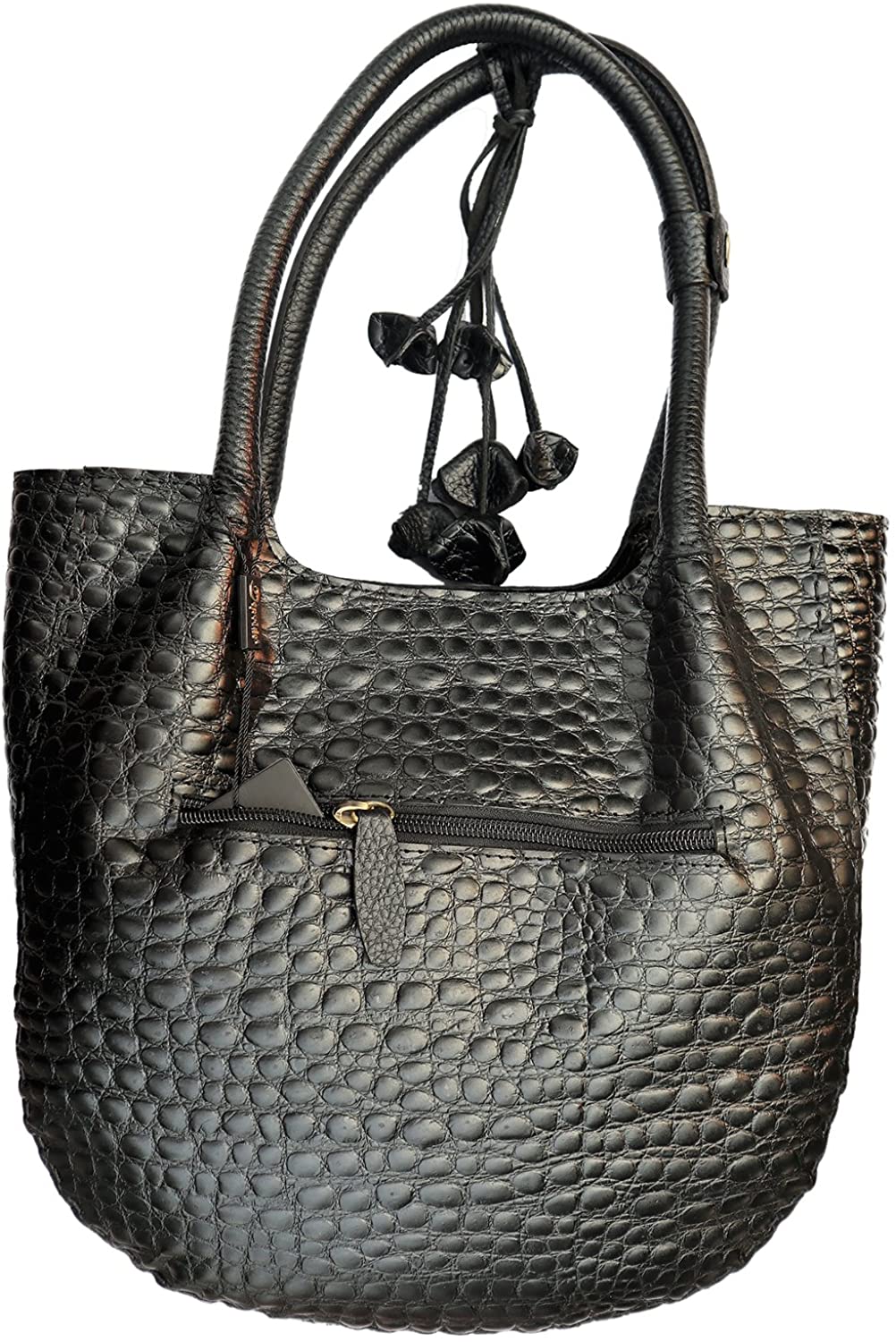 Price:$129.99 Daimanbo Women Elegant Latest Fashion Imported Real Leather Shoulder Handbag Black  Handbags   