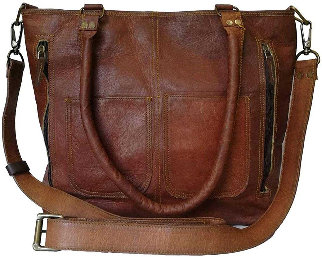 Price:$54.99    Madosh Womens Crossbody Genuine Leather Shoulder Tote Handbag Brown Purse Satchel Bag  Clothing