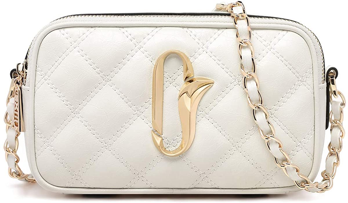 Price:$48.99 iFOXER Cross Body Bag Women's Crossbody Shoulder Bags Mini Soft Leather Bag (White)  Handbags   