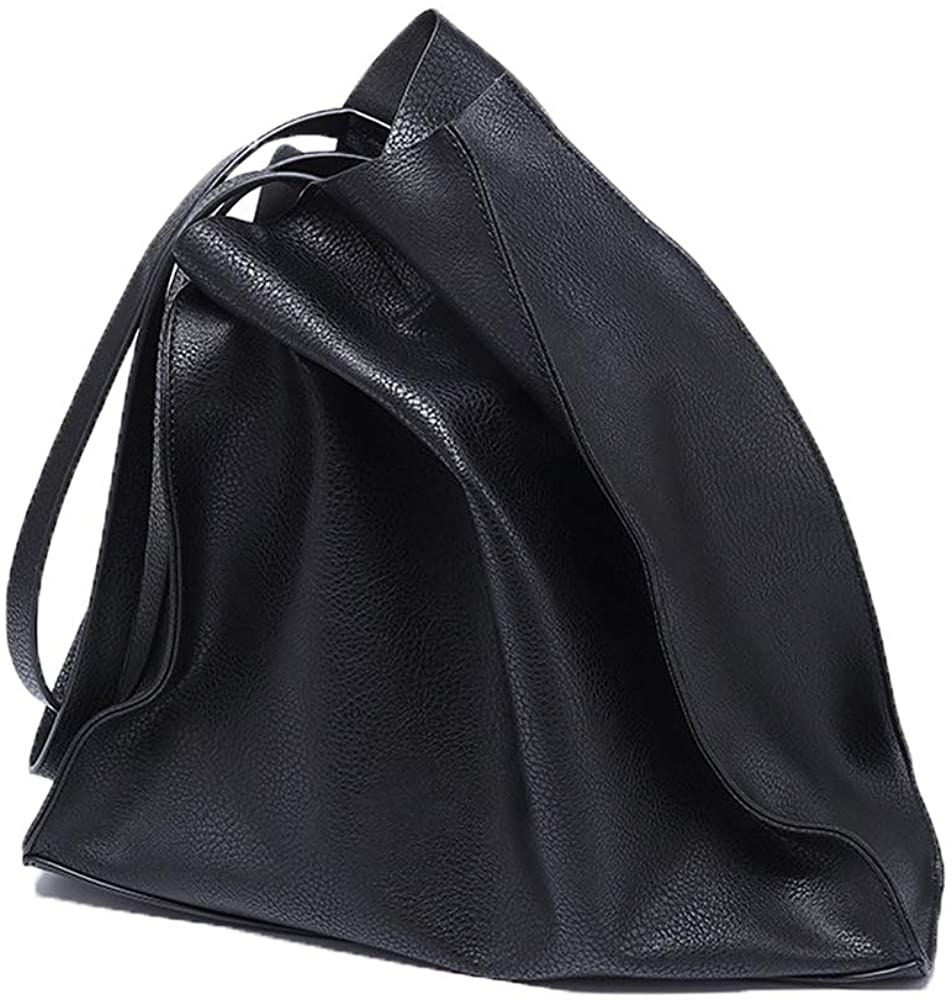 Price:$18.99    NIGEDU Women Handbag Large Capacity Black Shopping Bag Soft PU Leather Big Totes Simple Casual Female Shoulder Bags (Black)  Clothing