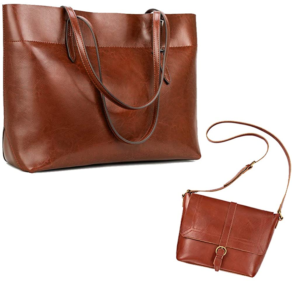 Price:$77.99    Kattee Vintage Genuine Leather Tote Shoulder Bag for Women and Small Leather Cross-body Bag  Clothing