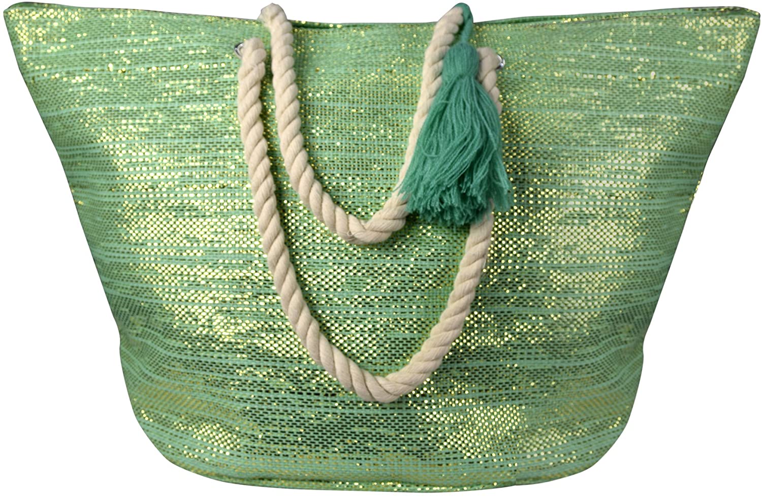 Price:$12.95    Peach Couture Gold Weave Large Travel Tote Hobo Handbags Shoulder Bags (Mint)  Clothing