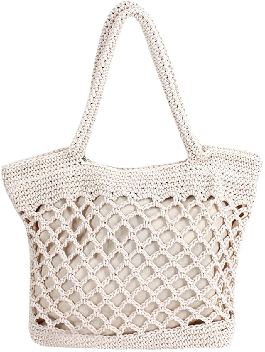 Price:$19.99    Felice Hollow Out Casual Shoulder Bags Everyday Shopping Bag Handmade Boho Beach Tote  Clothing