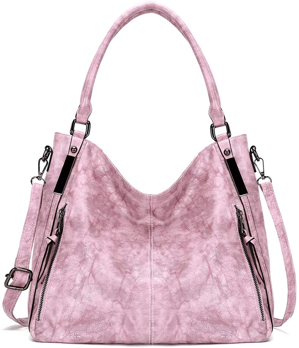 Price:$39.98 KL928 Womens Purses and Handbags PU Leather Shoulder Bag Waterproof Hobo Bags for Women Large, 92-pink  Handbags   