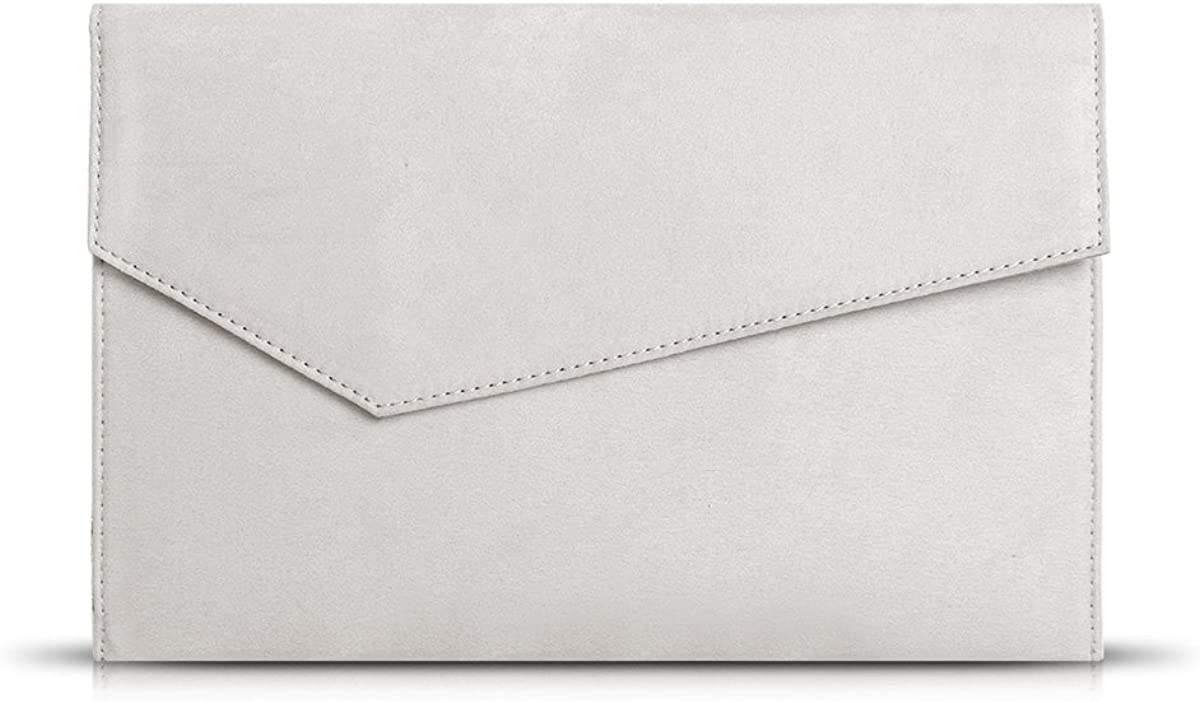 Price:$19.99 Anna Smith Small Shoulder Bag with Compartments Clutch Purses for Women Evening Faux Suede Wallet Lanyard Thin Prom Totes Ladies Casual Removable Chain Strap Envelope Shape Handbag(Grey)  Handbags   