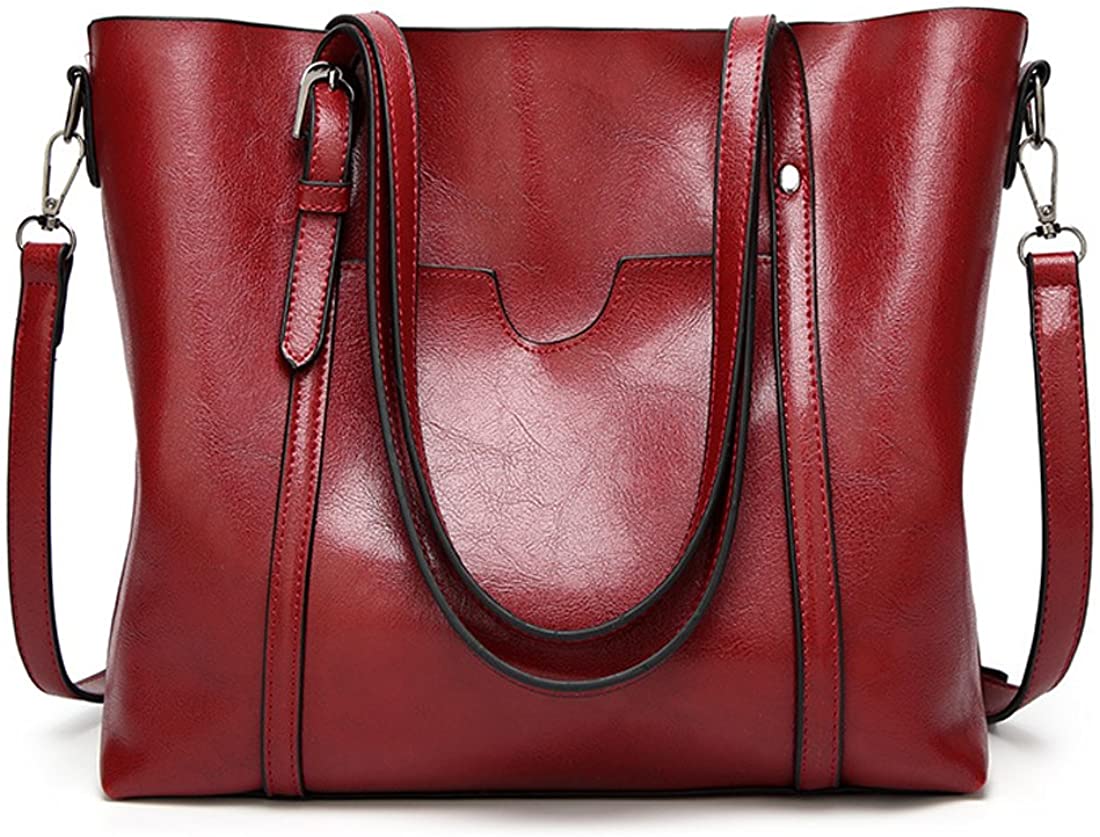 Price:$25.99    Panzexin Women Top Handle Satchel Handbags Messenger Shoulder Bag for Women Oil Wax Leather Tote (Red)  Clothing