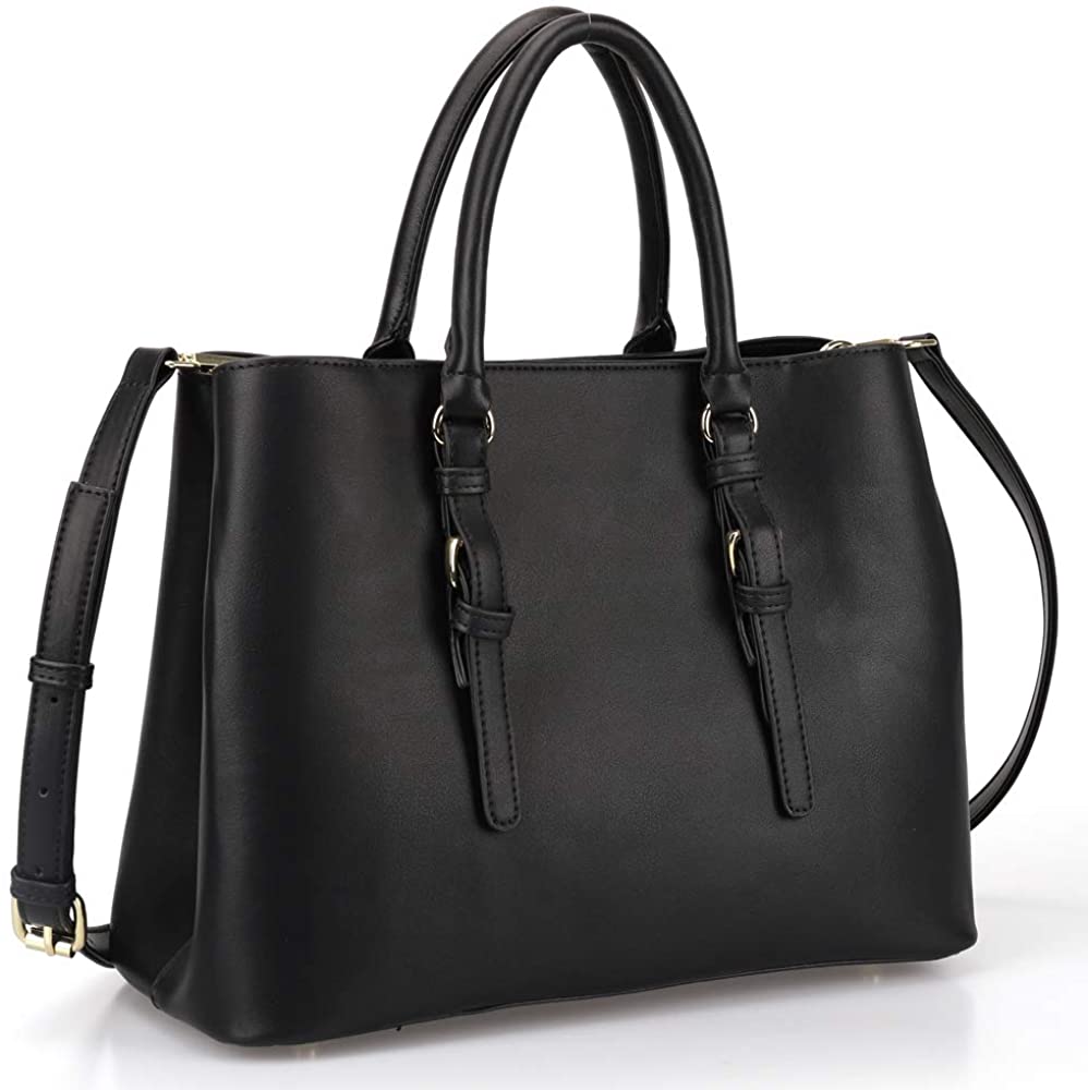 Price:$35.68    Satchel Purses and Handbags for Women Shoulder Tote Bags with Zipper Black  Clothing