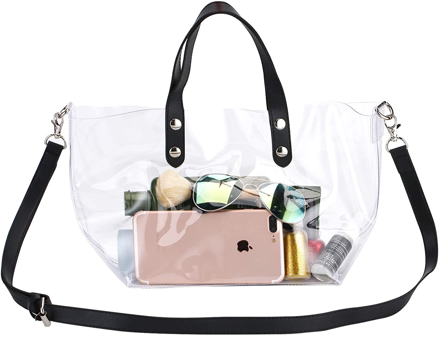 Price:$10.99 MOETYANG Womens Transparent Clutch Clear Purse Crossbody Shoulder Bags with Removable Shoulder Strap NFL&PGA Stadium  Handbags   