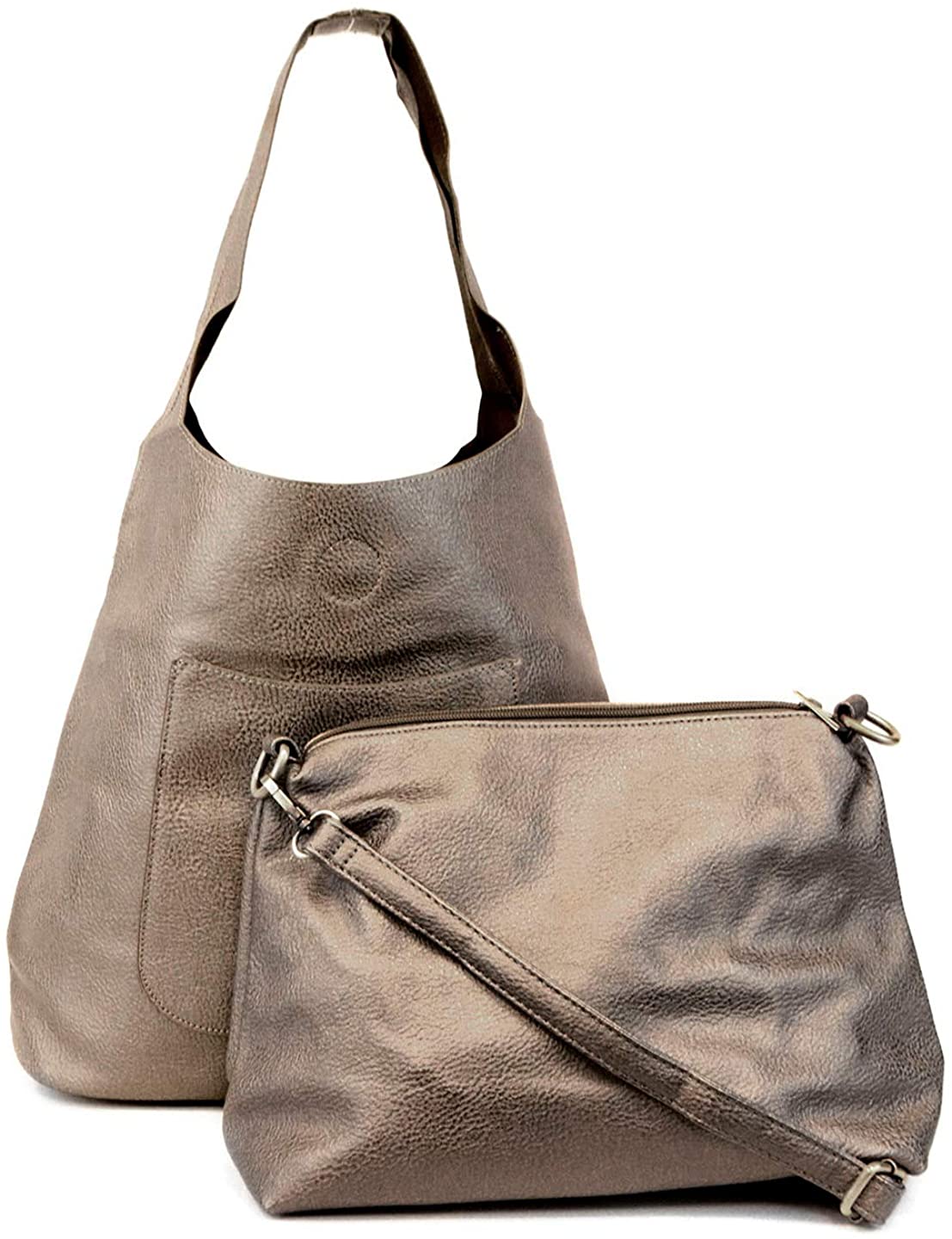 Price:$57.12    Joy Susan Women's Molly Slouchy 2-in-1 Hobo Handbag, Pewter, One-Size  Clothing