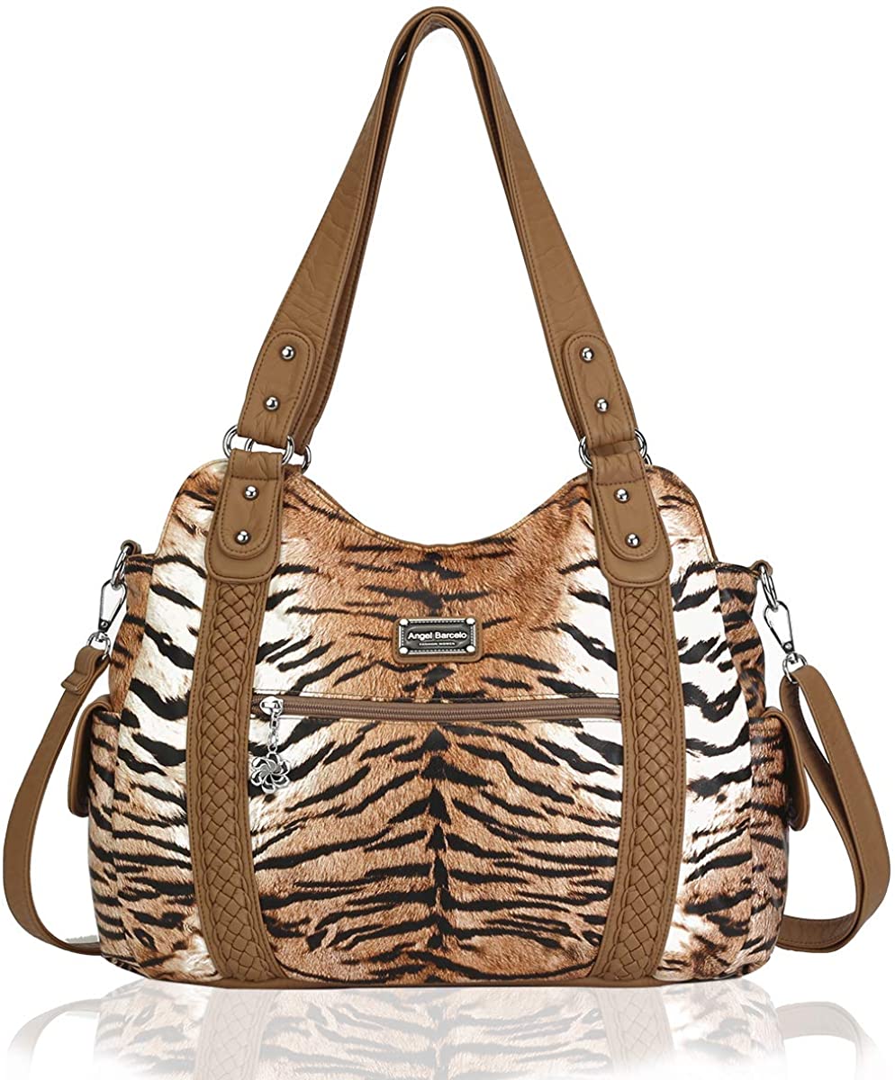 Price:$35.99    Angel Barcelo Roomy Fashion Hobo Womens Handbags Ladies Purse Satchel Shoulder Bags Tote Washed Leather Bag Brown  Clothing