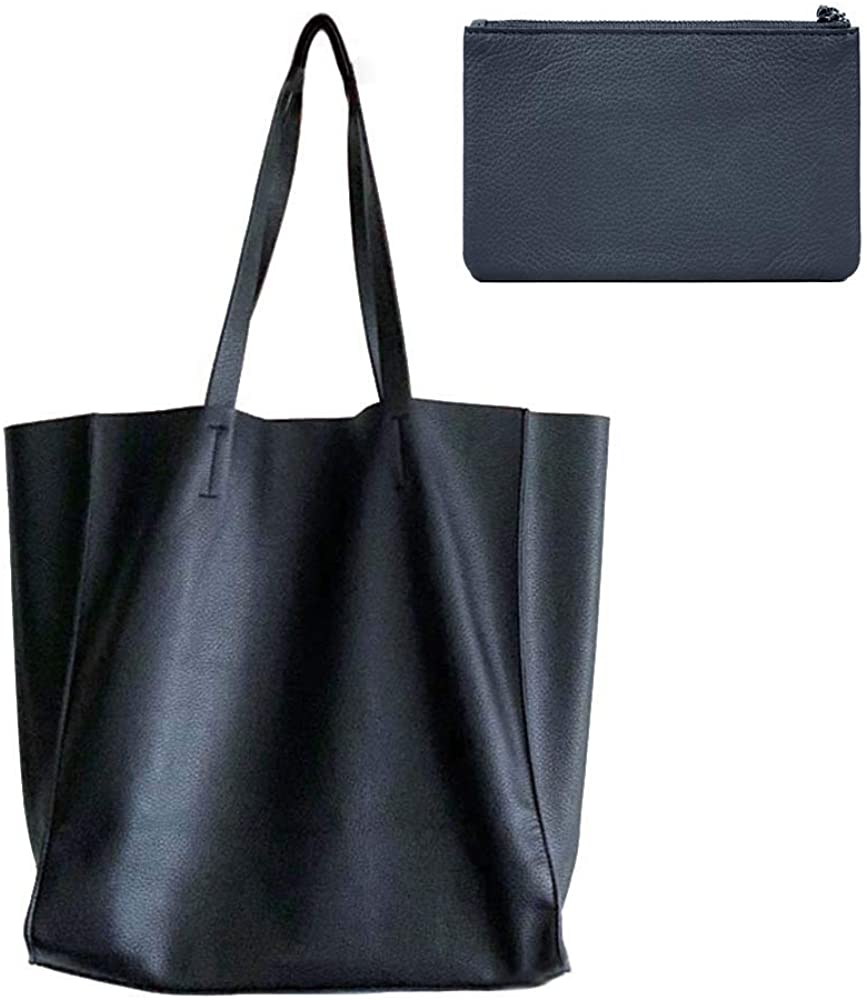 Price:$14.99    Large Shoulder Bag Soft Leather Tote Handbag Travel Purse Top Handle Hobo Bag (Black)  Clothing