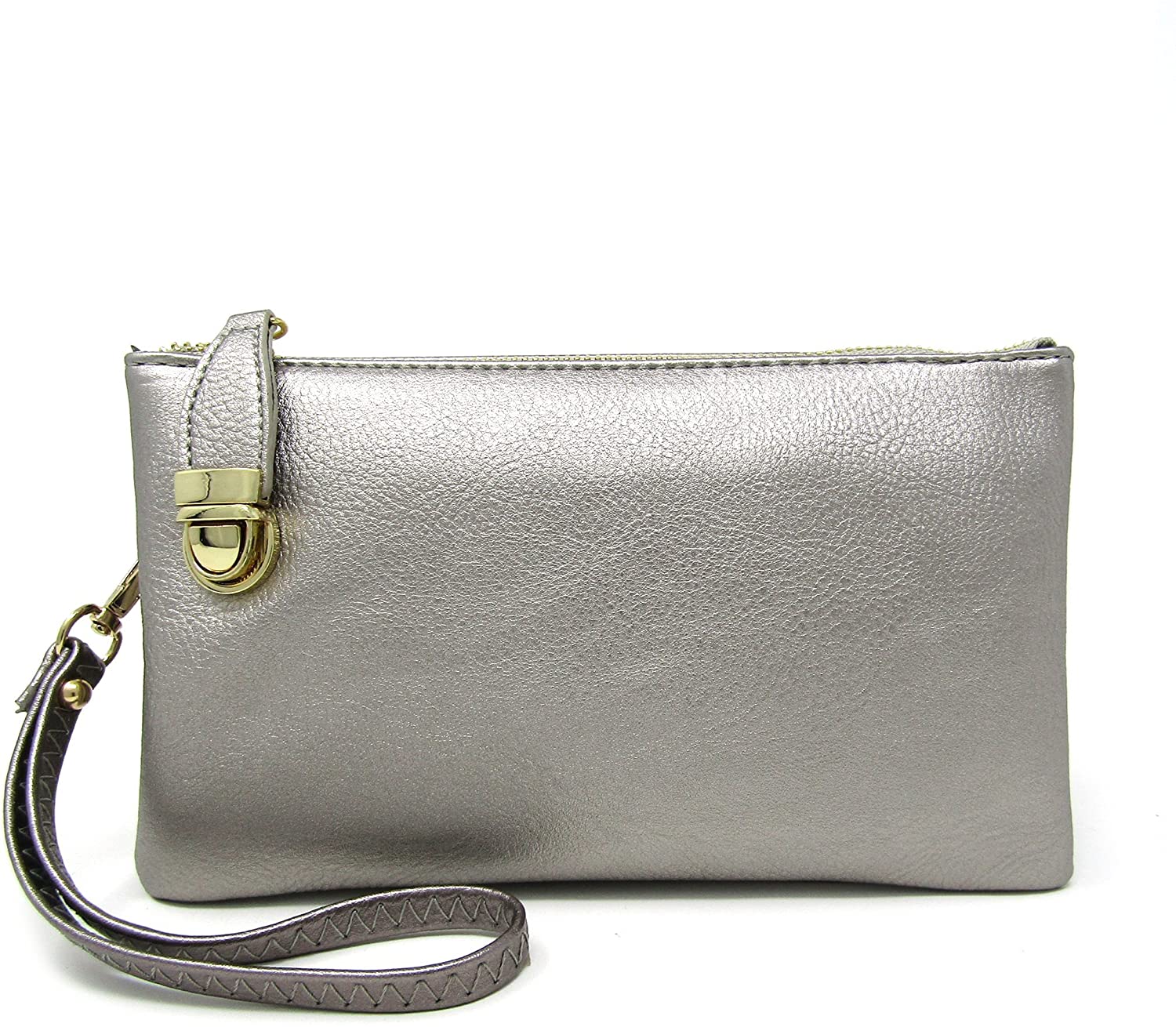 Price:$18.95 Solene Solene Womens Multi Compartment Functional Crossbody Bag Shoulder Bag-WU020B (Light Pewter)  Handbags   