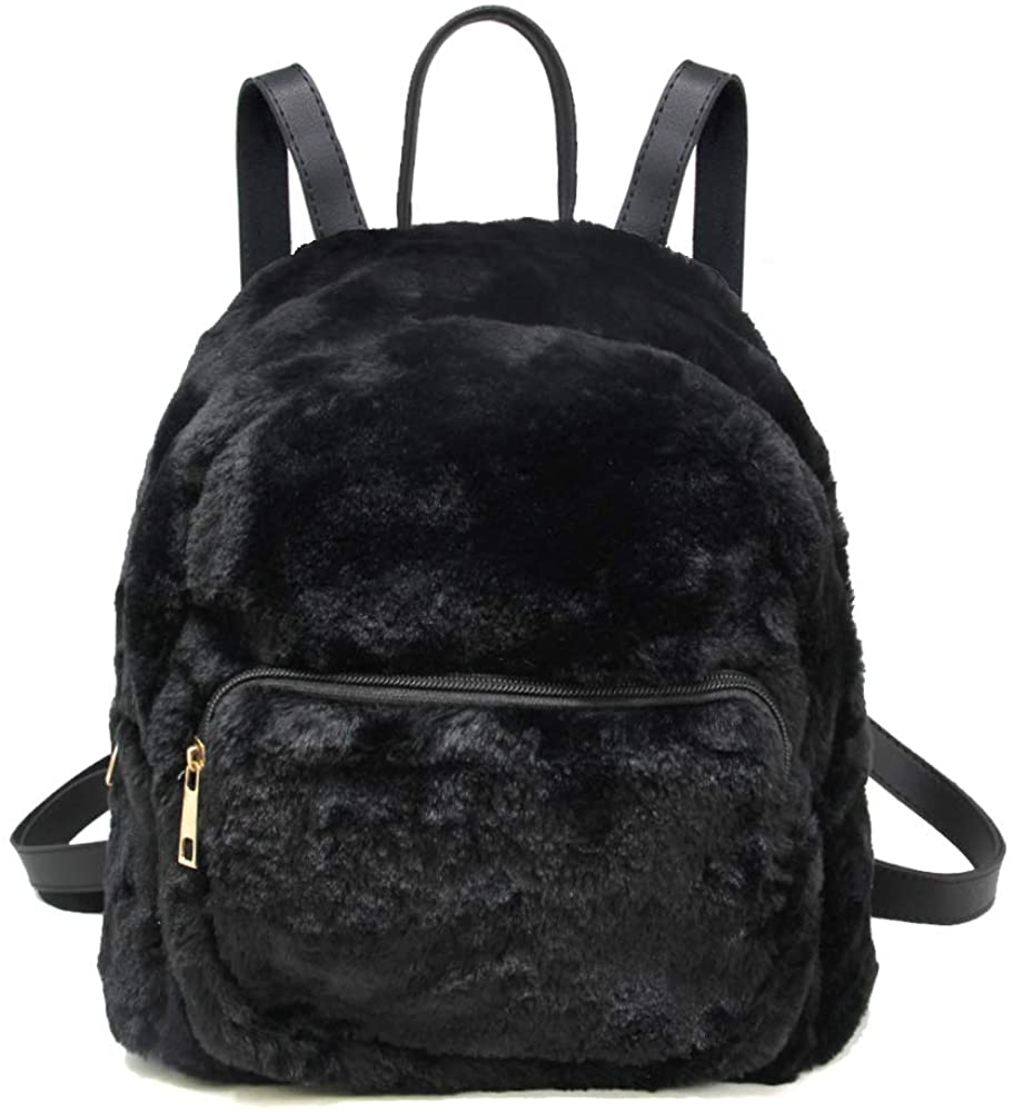 Price:$29.99    Me Plus Women's Soft Faux Fur Fuzzy Mini Backpack, Shoulder bag Purse, Schoolbag (Black)  Clothing