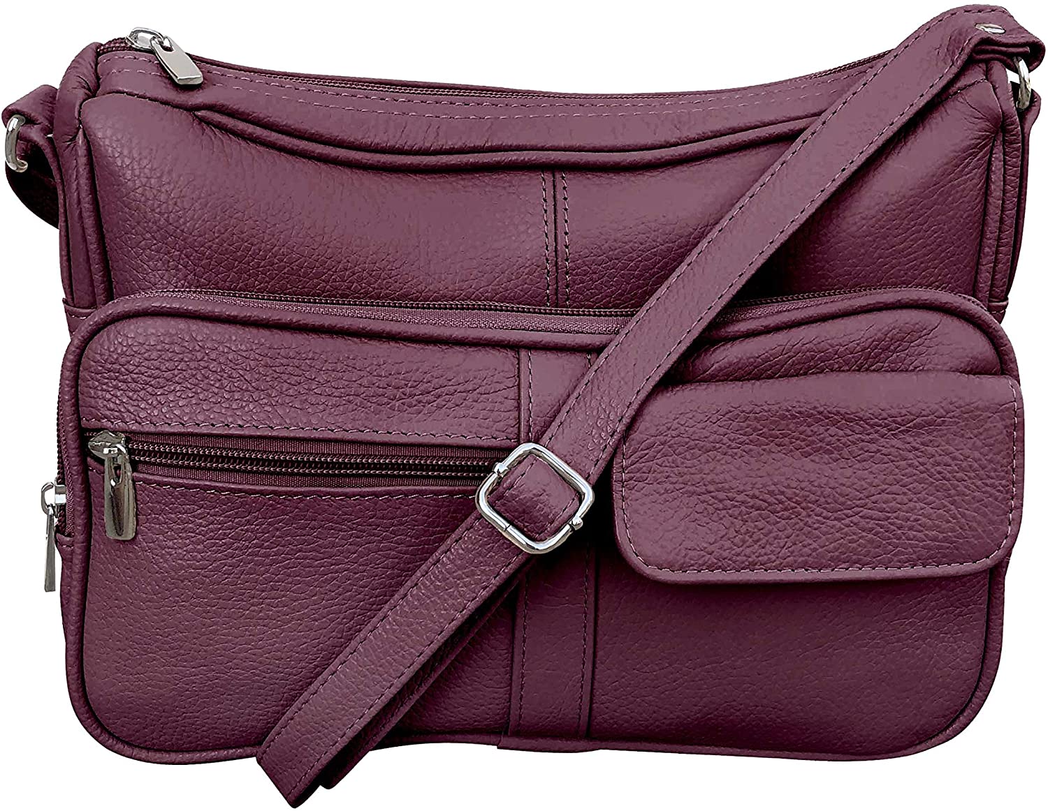 Price:$25.97 Roma Leathers Women's Wine Red Leather Crossbody Shoulder Bag  Handbags   
