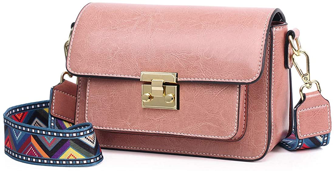 Price:$23.51    Fashion Handbags PU Leather Shoulder Crossbody Bag for Women Purse With Detachable Colorful Woven Strap,MC1908 Pink  Clothing