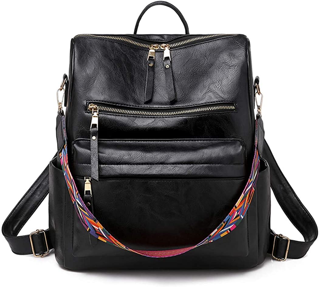 Price:$25.99    Bageek Black Backpack Purse for Women Anti-theft Backpack Fashion A4 PU Leather Ladies Rucksack Shoulder Bag  Clothing