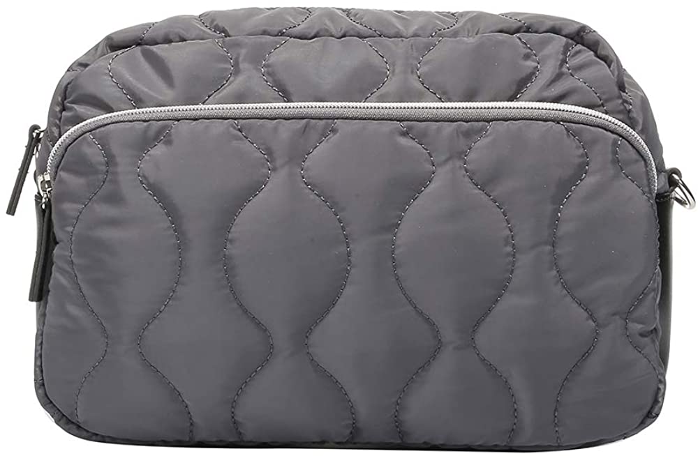 Price:$33.99 H2&B Waterproof Nylon with Italy Genuine Leather two way Shoulder Bag for women, Casual Cross-body Bag for Lady (Gray)  Handbags   